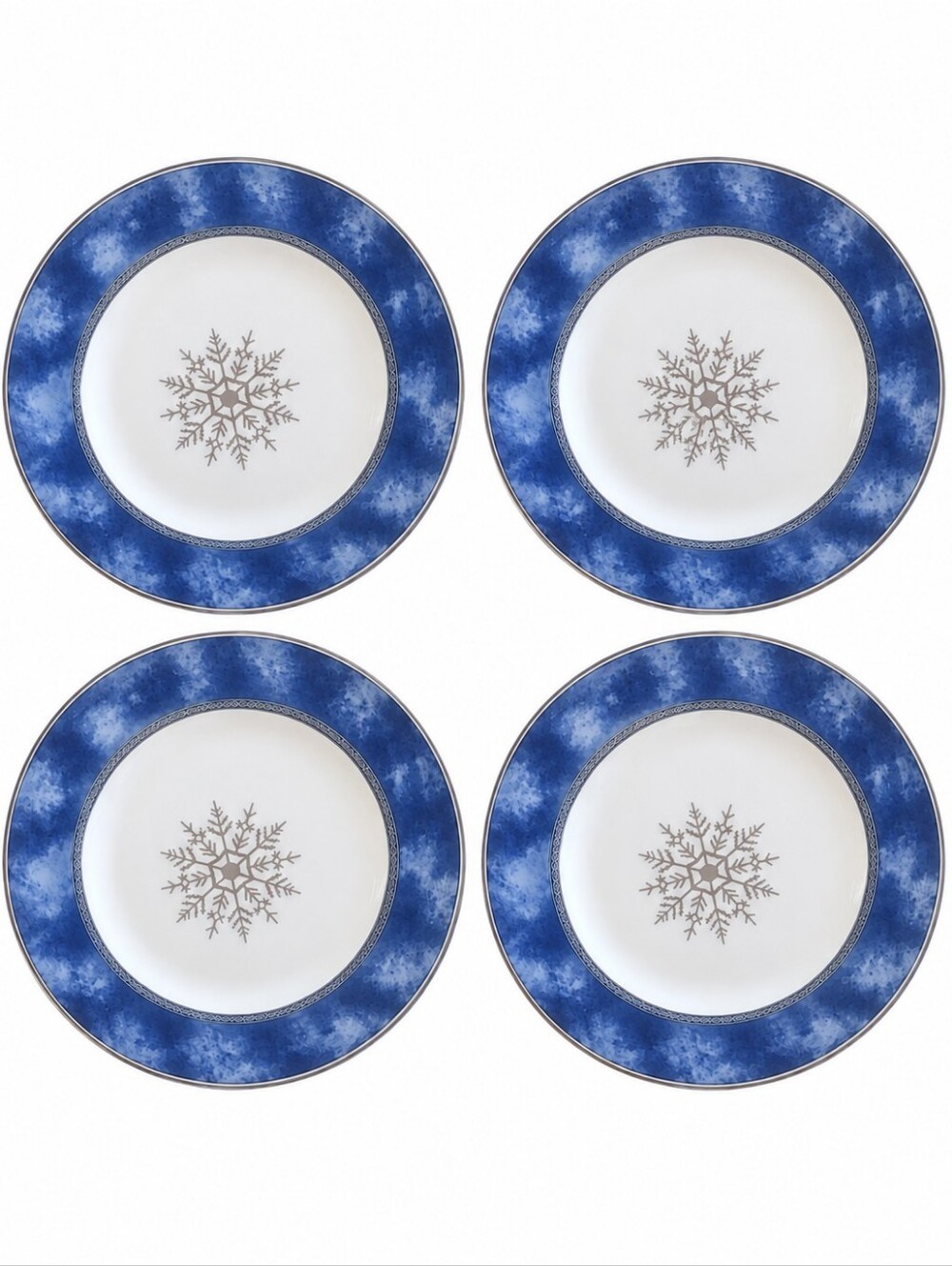 Royal Doulton Vintage Blue Snowflake 7.75” Plates Set of 4 England